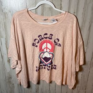 Old Navy Size 3X Light Pink FORCE OF NATURE Graphic Short Sleeve Womens Top NWT!